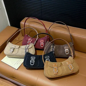 Fashion Double Pockets Design PU Leather Shoulder Bag for Women 2026 Tend Female Crossbody Underarm Bags Handbags Bolsa