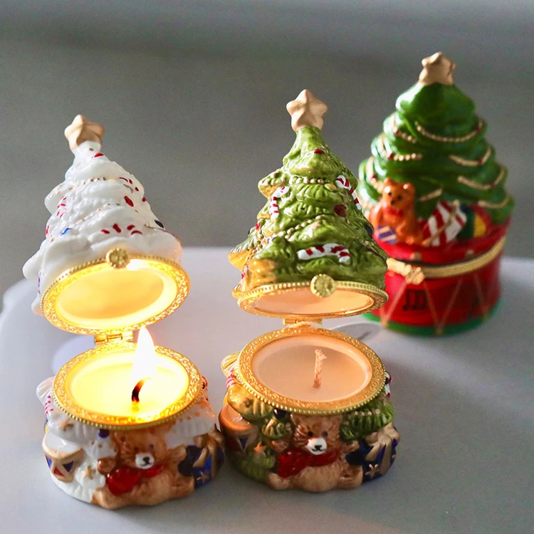 Wholesale Creative Colored Christmas Small Mini Novelty Luxury Ceramic Jar Scented Candles With Lid for Gift Set