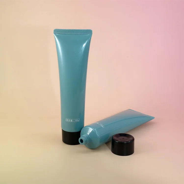 Custom Logo 100ml Green Soft Squeeze Tube PE Plastic Packaging Skin Care Flat Face Eye Cream Shampoo Lotion Sunscreen Chocolate