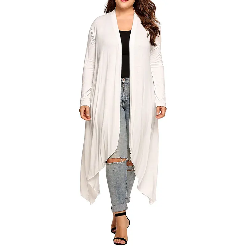 Womens Casual Lightweight Long Sleeve Cardigan Soft Drape Open Front Fall Dusters S-3X 