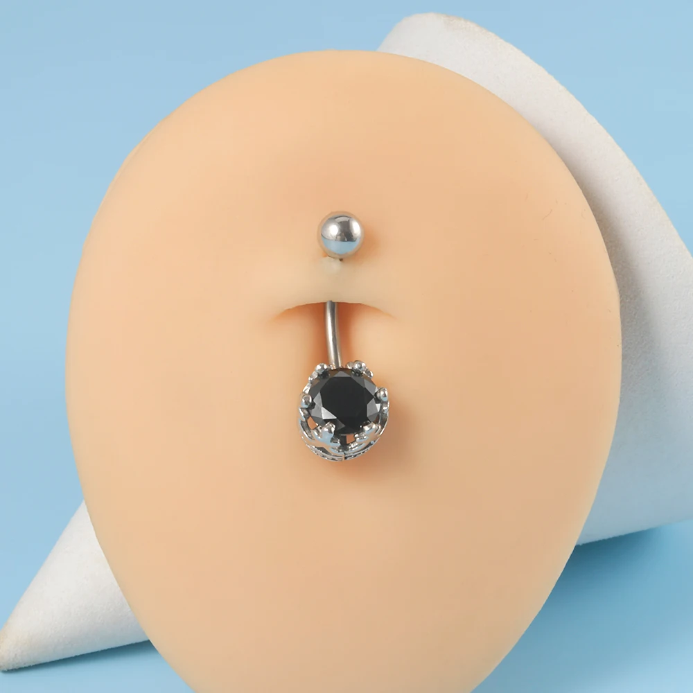 Surgical Steel Externally Threaded Navel Piercing Ring Round Claw