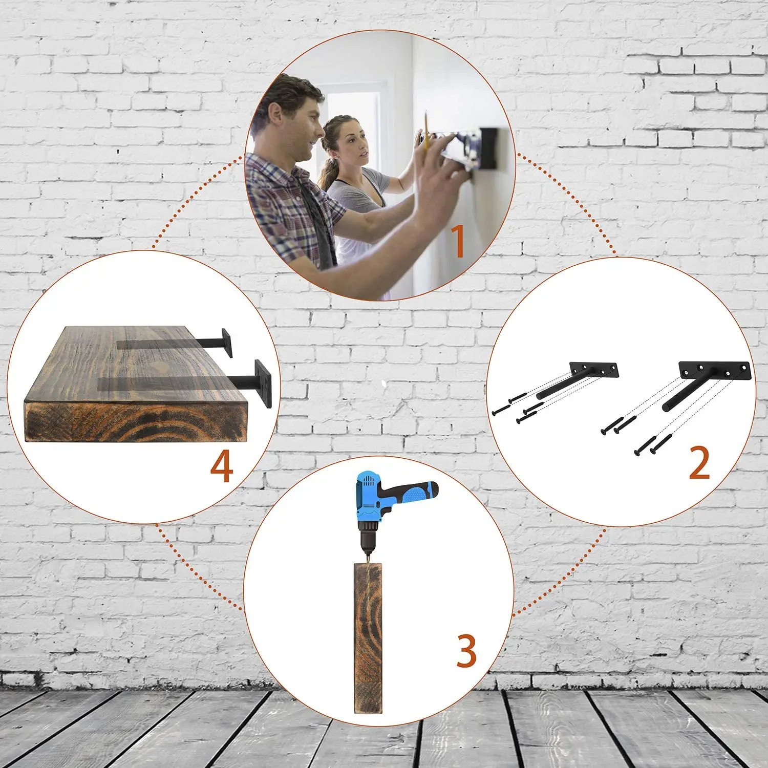 Floating Shelf Bracket Supports Concealed Wood Shelves Solid Steel Blind Mount Support Hidden Black Brackets Hardware