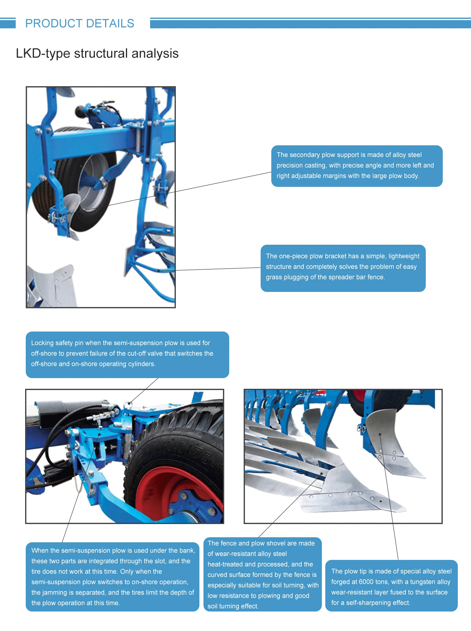 product wholesale high quality agricultural machine semi suspended hydraulic plough for deep plowing-5