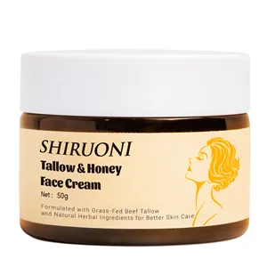 Private Label Tallow Honey Cream Long Lasting Glow Smooth Hydrates Moisturizer Nourishes Skin Jojoba Oil Tallow Honey Face Cream