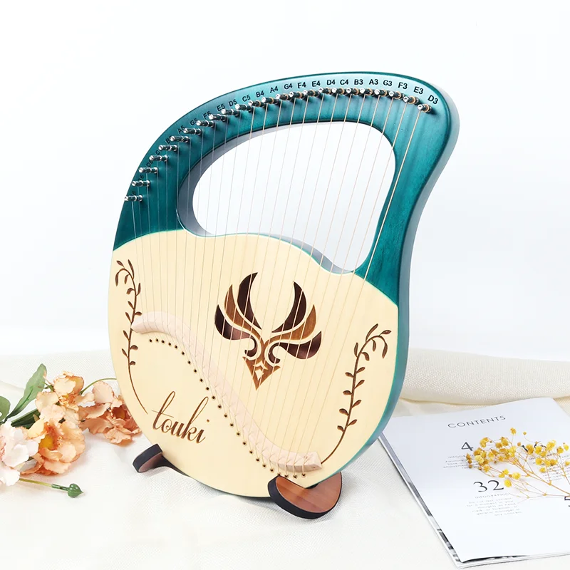 24 струны Лира арфа из бука седло мини фортепьяно металлические инструмент деревянный корпус с настраивающим гаечным ключом