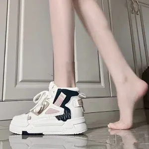 Retro Chinese Fashion Trend Walking Shoes Black Light Weight Winter Lace-up Cushioning PU Upper Mesh Lining