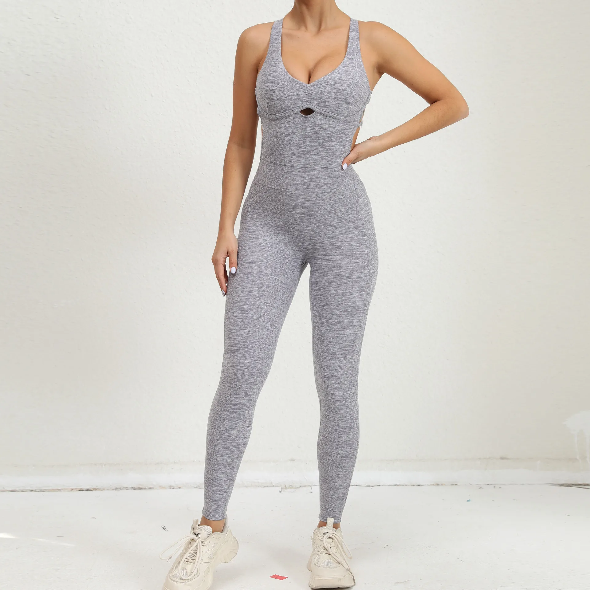 Comfortable Yoga Sets Jumpsuits for Women Built-in Bra Romper Full Length Unitard  One Piece Jumpsuits Gym Wear Activewear supplier