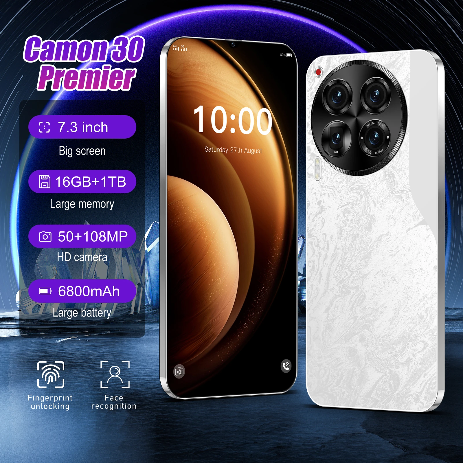 2025 Camon 30 Premier Android 13 Smartphone 4G/5G Mobile Phone with 108MP Rear Camera and 2K Screen Resolution LTE Cellular