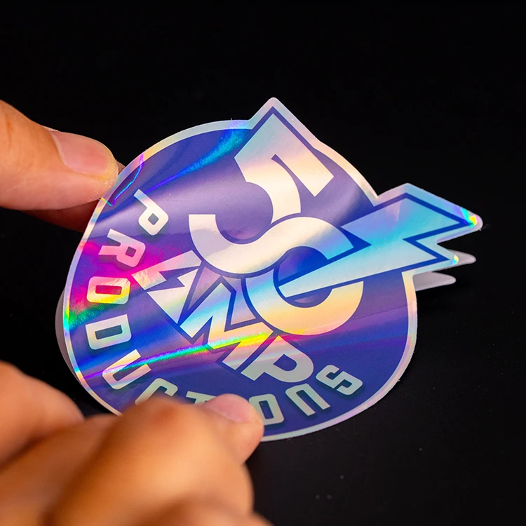 Customized UV Holographic Vinyl Sticker Printing Manufacturer Die Cut Logo Hologram Self Adhesive Paper  Label Stickers