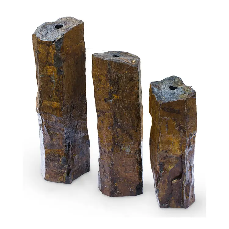 Natural Black Basalt Column Hexagon Pillar for Garden Fountain