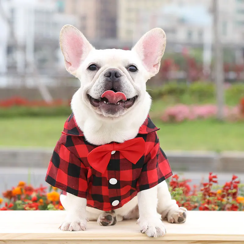 Pet Clothes Dog Wedding Shirt with Bowknot Decoration
