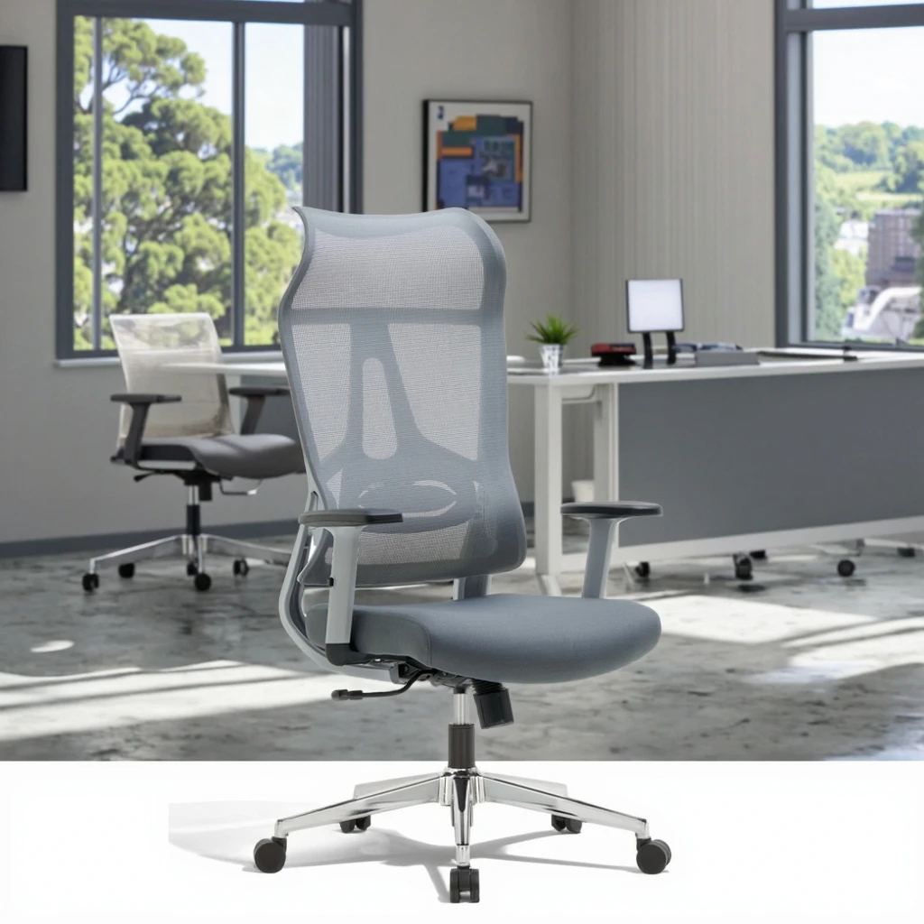 Luxury Conference Executive Ergonomic Mesh PU Office Chairs Modern Design Multi-Function Fixed Armrest Synchronous Tilt 3