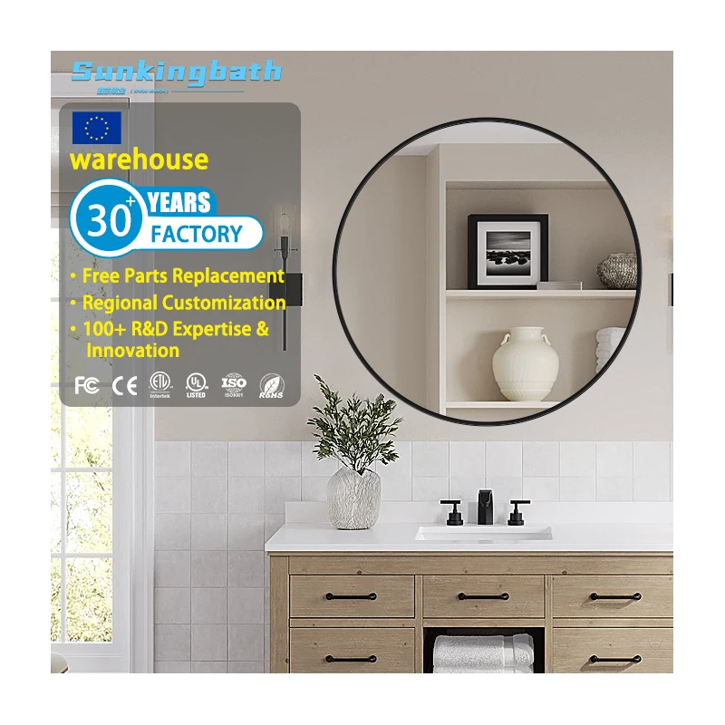 Decorative Living Room Espejos Grandes Para Salon Big Wall Home Decor Brushed Large Metal Frame Circle Mounted Bathroom Mirrors