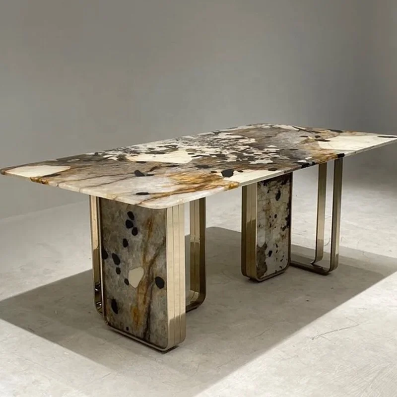 Бразилско люксово бяло мраморно кавиче Патагония за домашно и хотелско декориране, модерна трапезарийна маса