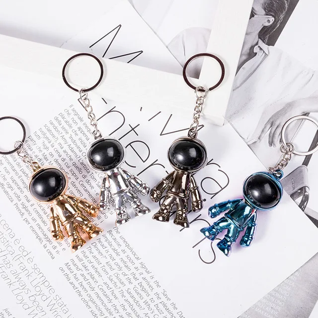 Wholesale 3D Three-dimensional Astronaut Robot Spaceman Keychain Colorful ABS Keyring Bag Car Keychain Pendant