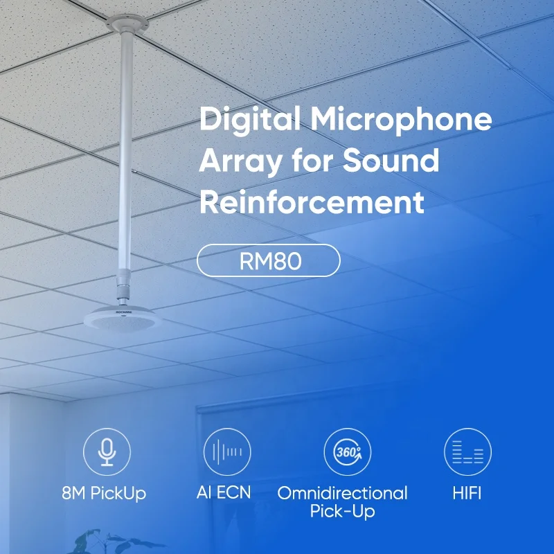 Rocware Omnidirectional Microphone Array for Sound Reinforcement USB Beamforming Microphone Speech Mike for Education Church