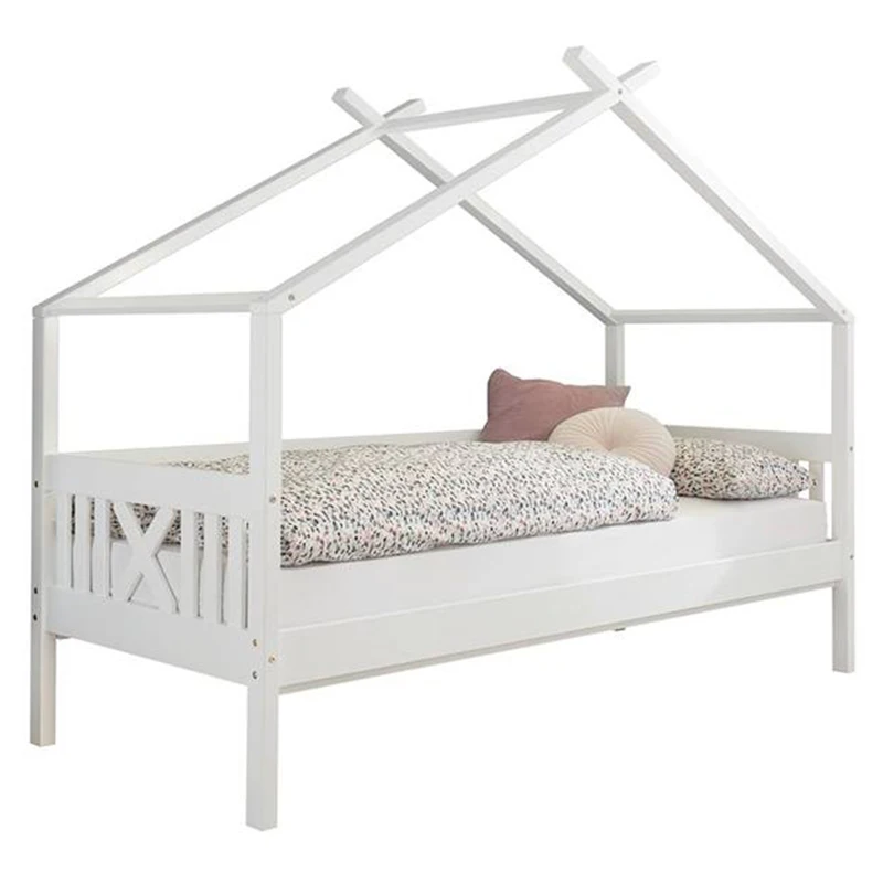 Phoenix Home Modern White Wooden Children Beds for Girls-Safety Design for Hotel Bedroom School & Apartment Use Easy Assembly