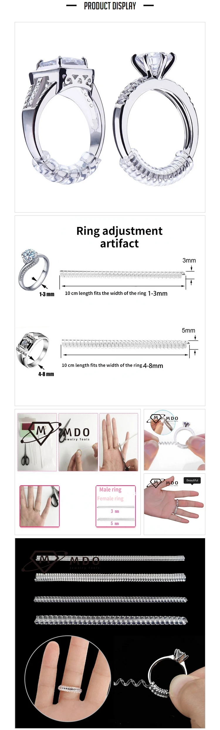 Transparent Ring Size Adjusting Tool High Quality Durable Using Various