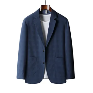 Light Luxury Blue High Quality Men's Sunscreen Jacket Thin Elastic Non-ironing Casual Suit Party Formal Men's Wear
