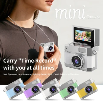 Mini CMOS Camera-Flip Screen Dual Input Night Vision 8MP 2.7K Compact Digital Single Lens Portable Shoulder Bag Thumb Camera detail image
