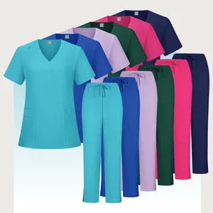2026 New Quick-Drying Stretch Scrub Suit Men's and Women's Plus-Sized Size Doctor Nurse Uniform Two-Piece Set