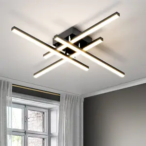 Modern Sputnik Ceiling Light Fixture LED Dimmable with Remote Control Ceiling Lighting Black Flush Mount Chandelier Ceiling Lamp