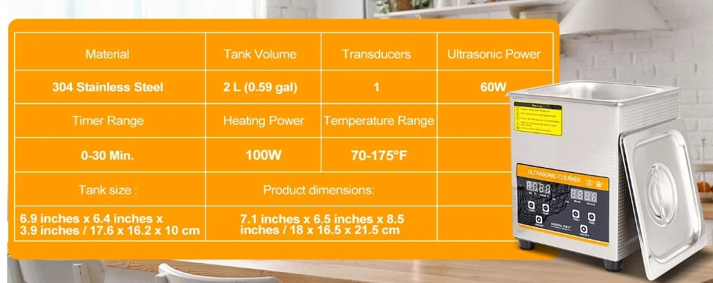 Ultrasonic Cleaner 2L Digital Timer Stainless SteelBath Jewelry Glasses Watch Cleaning Machine ZX-010S
