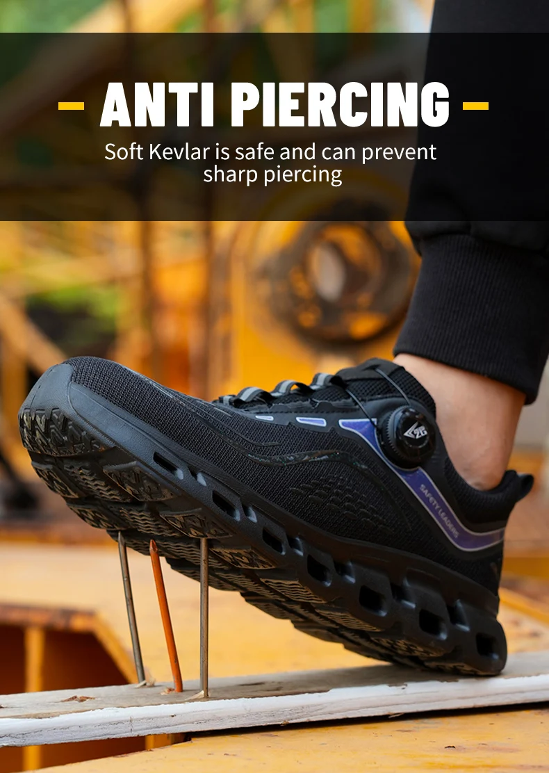 8846 Good Quality Sport Men Black Safety Shoes Steel Toe