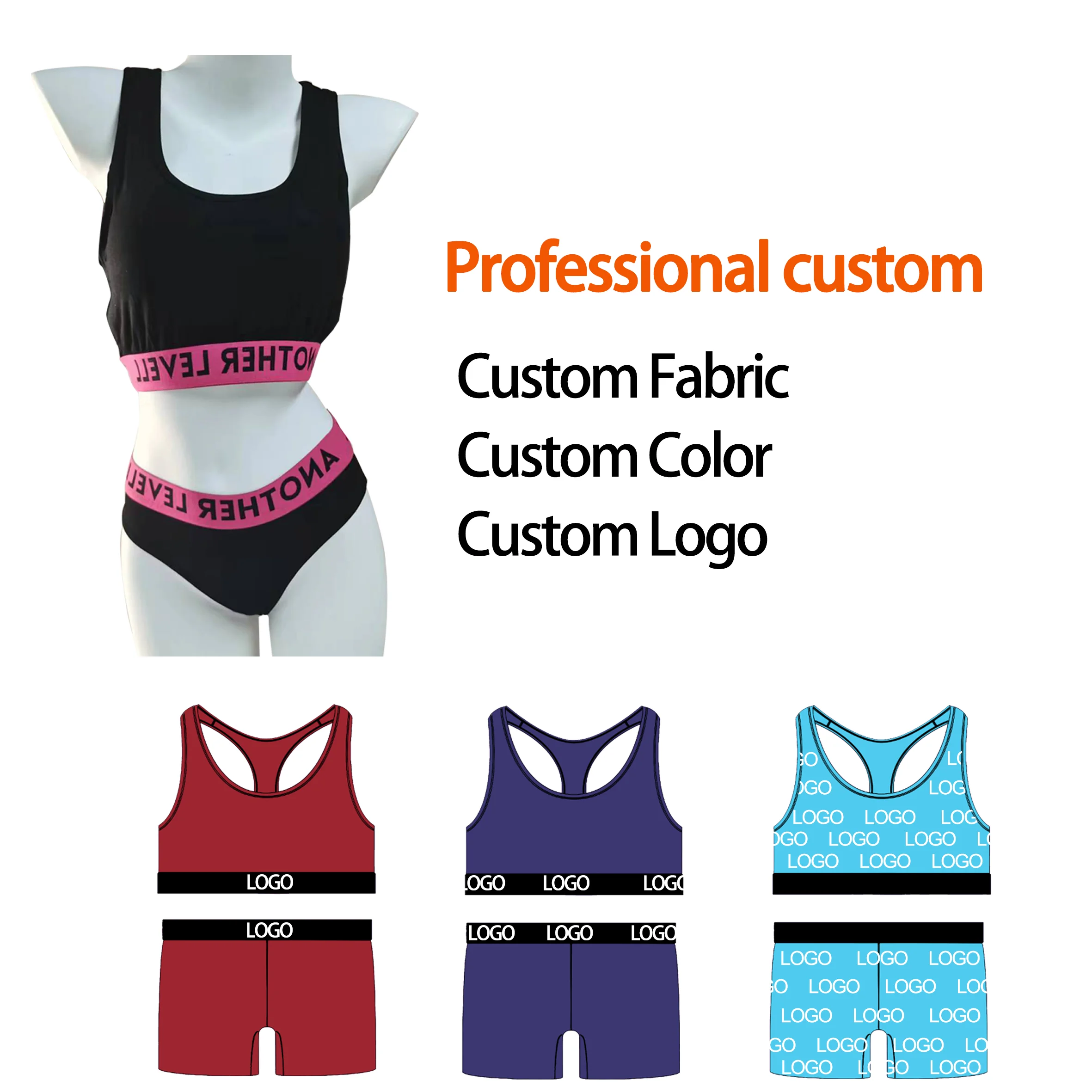New Design Custom Plus Size Sexy Teen Ladies Bra Set High Quality  Sports Bras & Brief Sets Seamless  Panty Underwear for Women