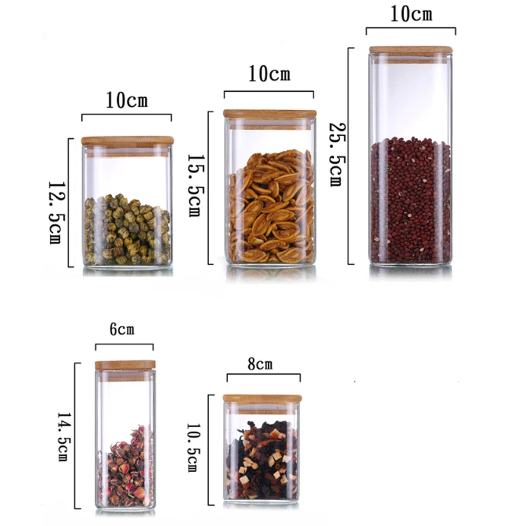 Square Food Borosilicate Glass Storage Containers Clear with Bamboo Lid  factory and manufacturers