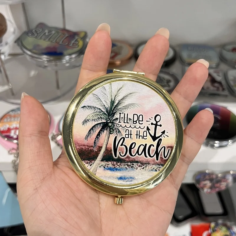 Custom Makeup Mirror DIY Photo Small Mini Compact Mirror Custom Sublimation Metal Compact Mirror
