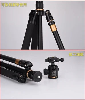 Q222 62'' 8KG Load Pro Damping Ball Head Aluminum Camera Tripod Monopod Photography Tripod for Digital Video Dslr Camera detail image