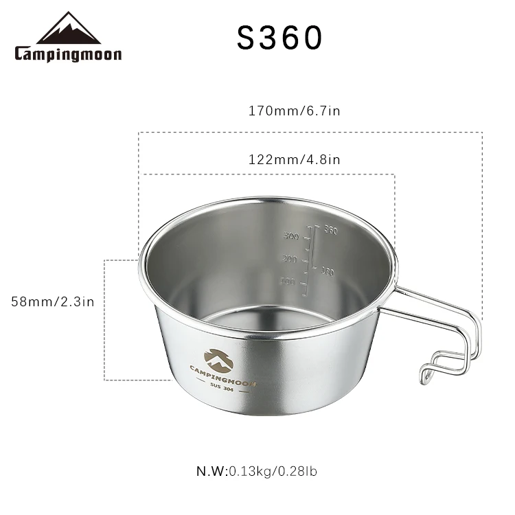 Campingmoon Sierra Bowl For Picnic Woodland 450ml Folding Handle Pure