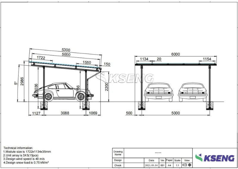 Kseng Waterproof Aluminum Solar Carport Mounting System for Reliable ...