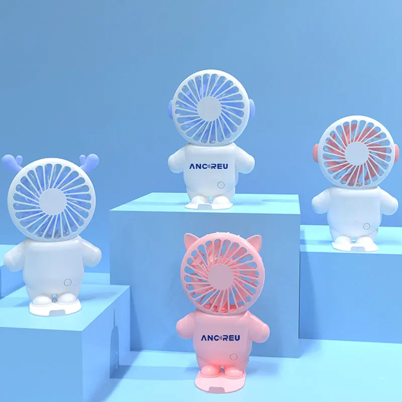 Mini Astronaut Handheld Fan Portable Cooling Fan With Base Three Speeds Cooling Fan Strong Wind Quiet Operation Work Fan For Home Bedroom Office De Astronaut Rechargeable USB Mini Pocket Handheld Fan Indoor Office Household  Fan 3 Adjustable Speed Portable Battery Fan