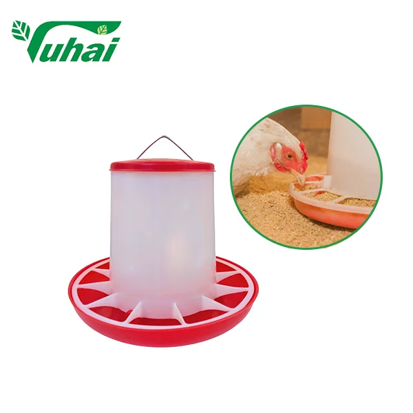 Factory Supply Manual Hanging Plastic Poultry Hen Feeder 3.5kg Red Base for Farm Animal Feeding