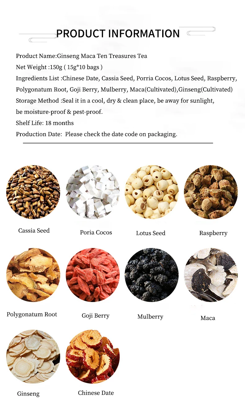 Healthcare Tonic Herbs Herbal Sexual Energy Tea OEM Health Tea Bag Organic Herb Blended Ginseng Maca Tea for Men