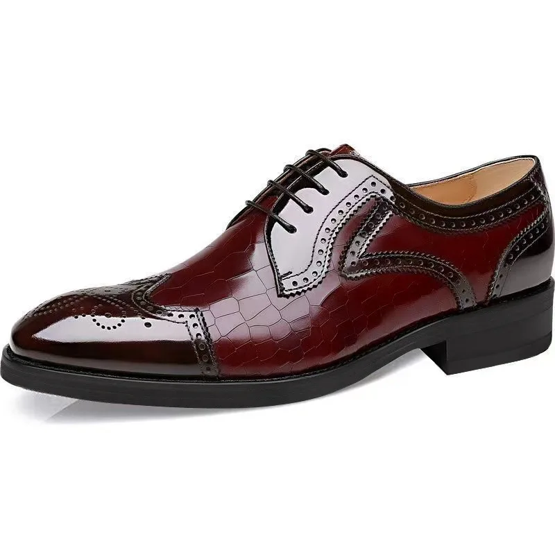Plus Size PU Leather square Toe Male Officials Shoe Formal Brogue Carved Oxford Men's Dress Shoes
