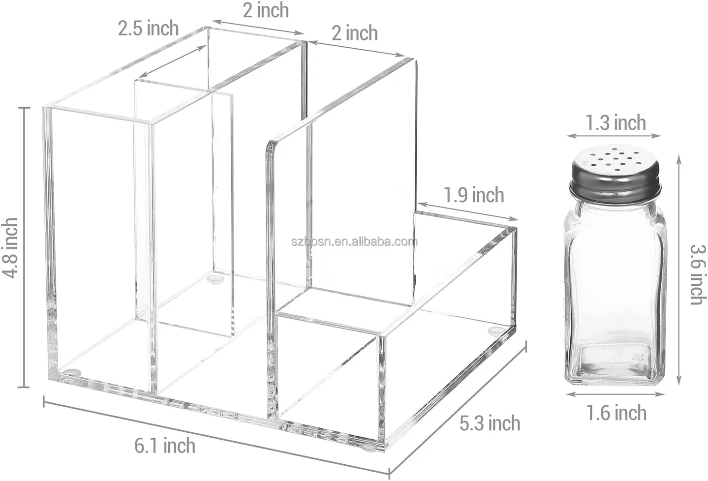 Clear Acrylic Tabletop Organizer With Napkin Holder Salt & Pepper