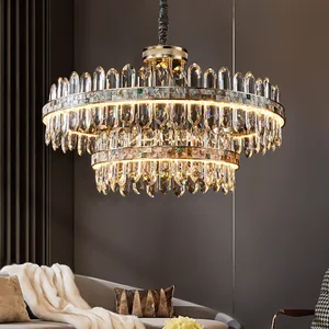 New Luxury Lights Modern Led Crystal Shell Circle Pendant Light for Hotel Living Room Restaurant