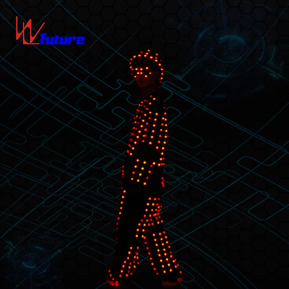 Full Color LED Programmable Tron Dance Suit Illuminated Performance Wear including Hatglasses Shoes for Halloween Party DJ
