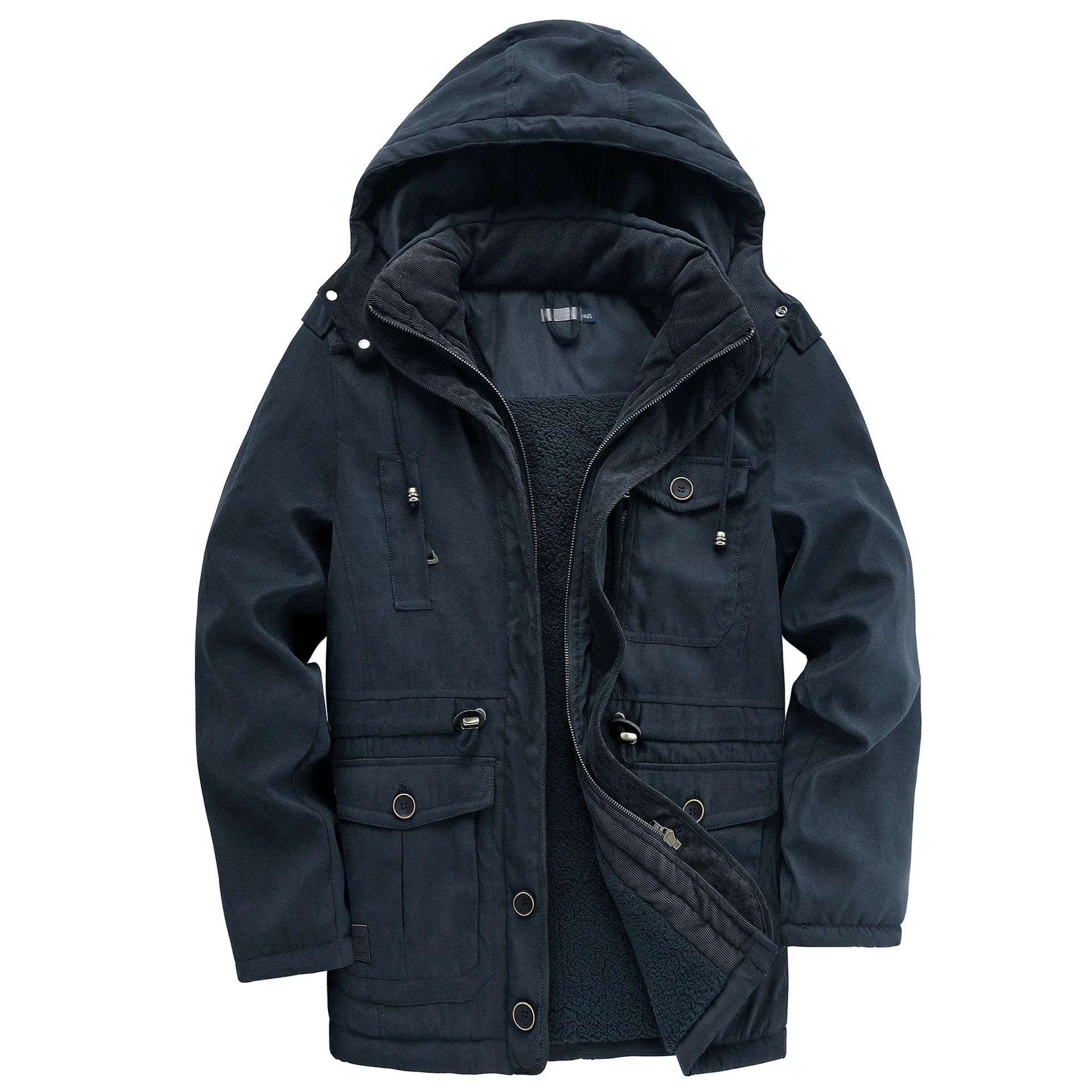 US size thickened coat solid color cotton casual lamb cashmere men's jackets_voghion.com