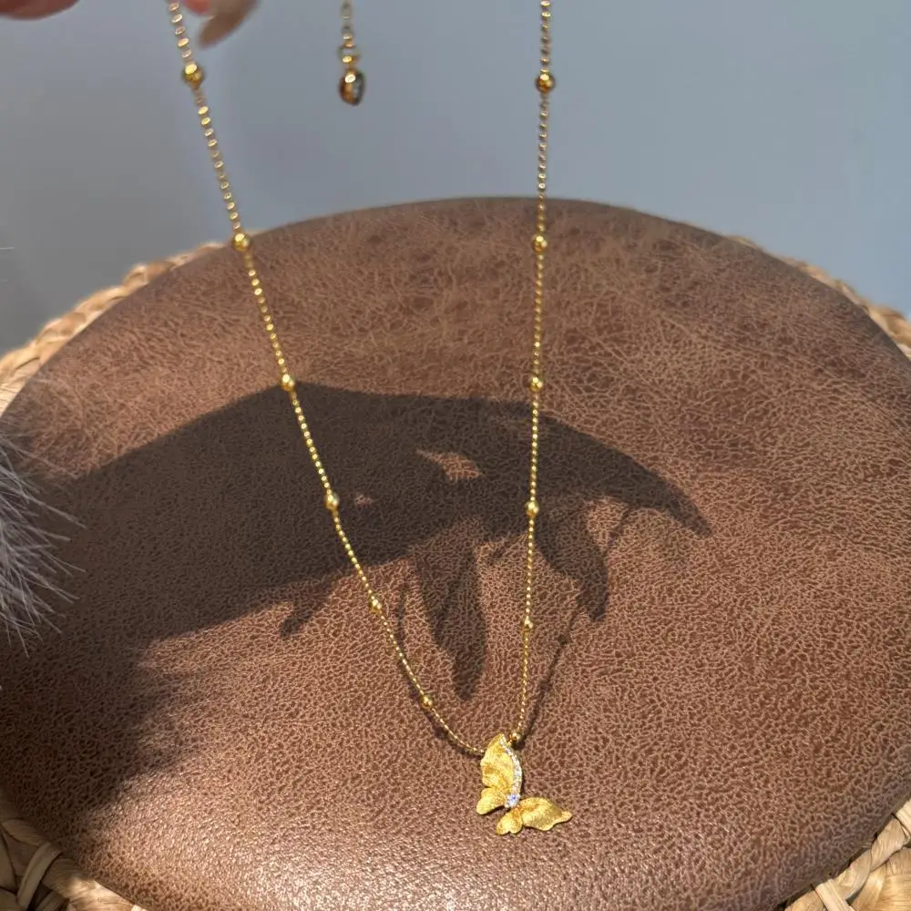 KAKODIY Gold Bead Chain Butterfly Charm Pendant Necklace Zircon Palestine Necklace for Women detail 7
