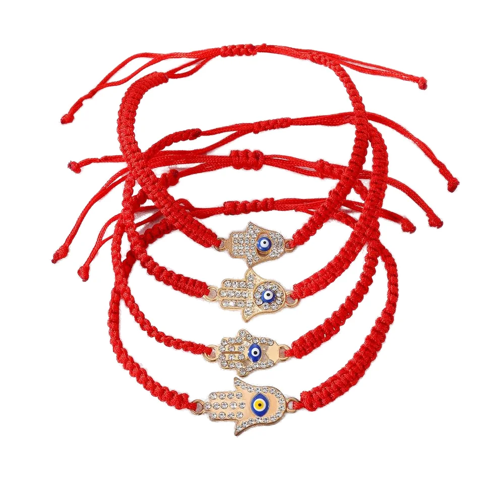 Lucky Adjustable Men's for Bracelet Thick Red String with Evil Eye Custom Woven Turkish Blue Eye for Couple Friendship or Gift