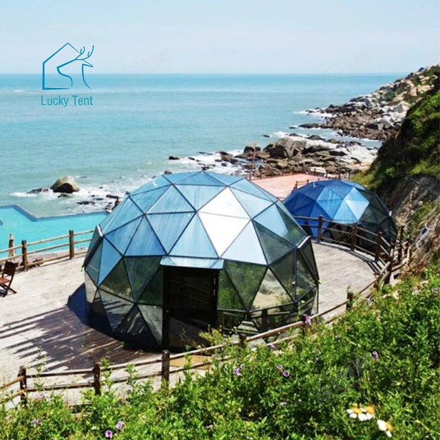 Factory Custom Wind Snow Resistance Winter House Glamping Geodesic Glass Igloo Dome Tent