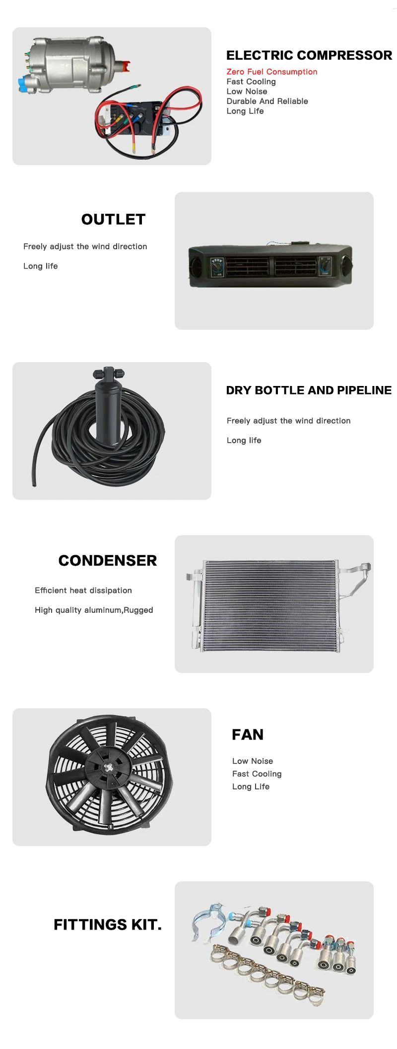 Universal Cooling 12v Under Dash Air Conditioner Electric Compressor ...