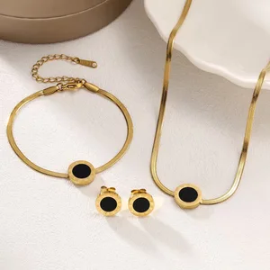 Personalized Simple Temperament Flat Snake Chain Titanium Steel Roman Numeral Stainless Steel Necklace Set Fashion Jewelry