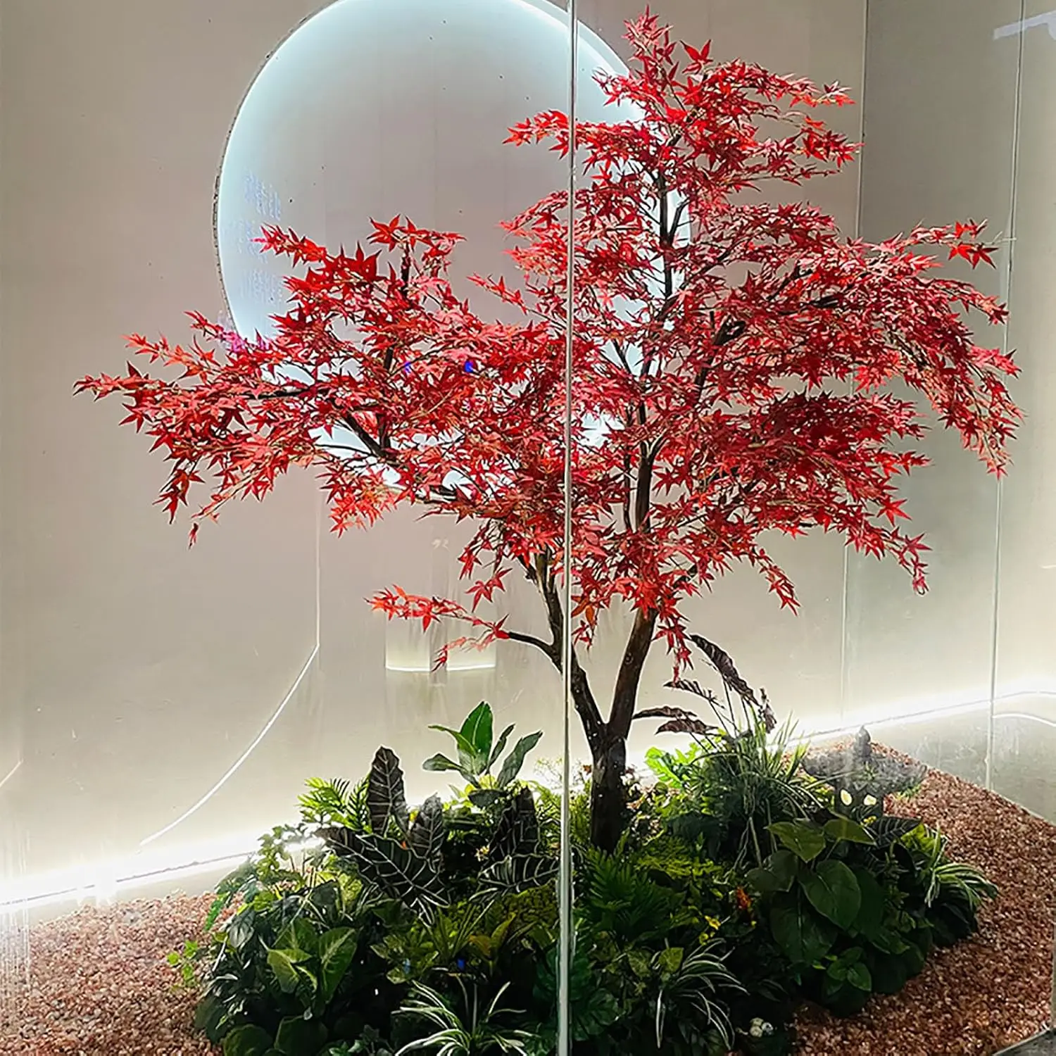 Artificial Maple Tree Life Size Plastic Artificial Plants and Trees Ornamental Decorative Autumn Plants