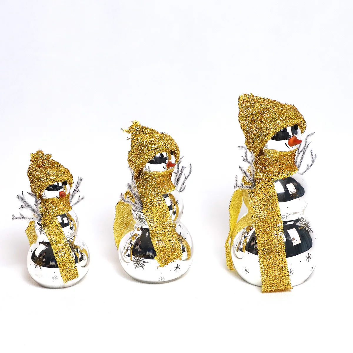 China Manufacturer Hot selling Glass Lighted Up Snowman with Colorful scarf cute Christmas Gifts