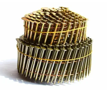 Gold Zinc Smooth Shank/Ring/ spiral /screw Roof Coil Nails Coil Roofing Wire Nails